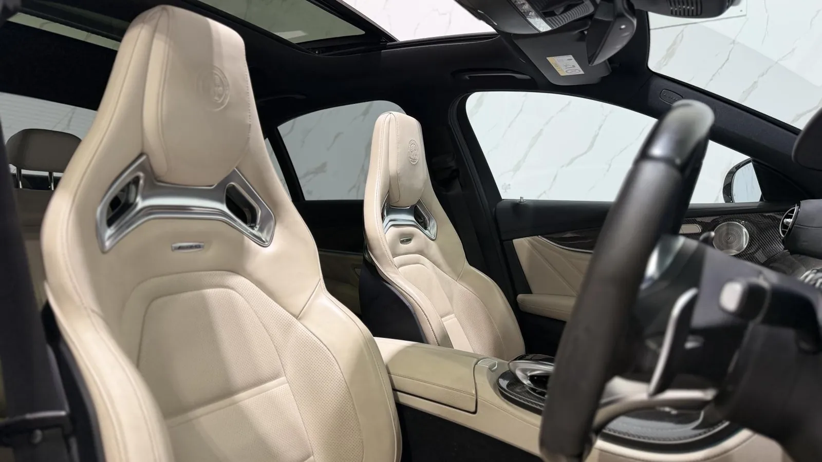 2019 Mercedes-Benz E Class — Cabin looking forward past the seats to the steering wheel