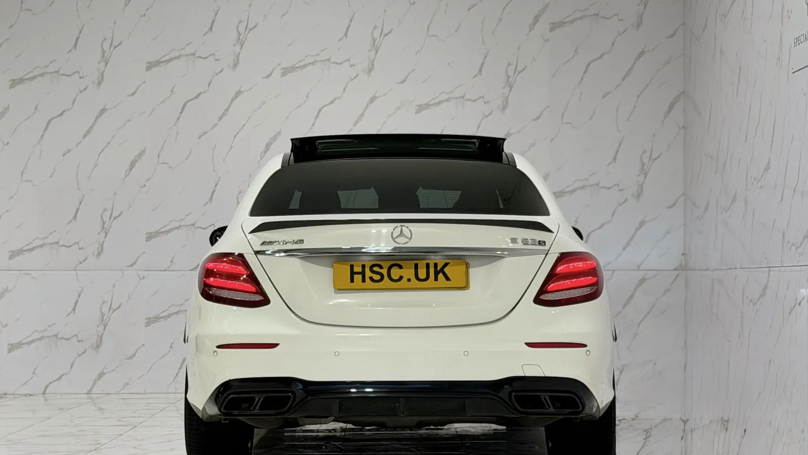 2019 Mercedes-Benz E Class — Rear view showing the tail lights and boot lid spoiler