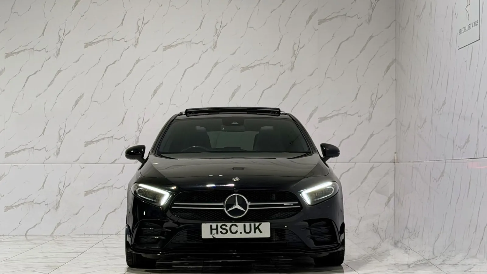 2019 Mercedes-Benz A Class — Head-on view of the grille and headlights