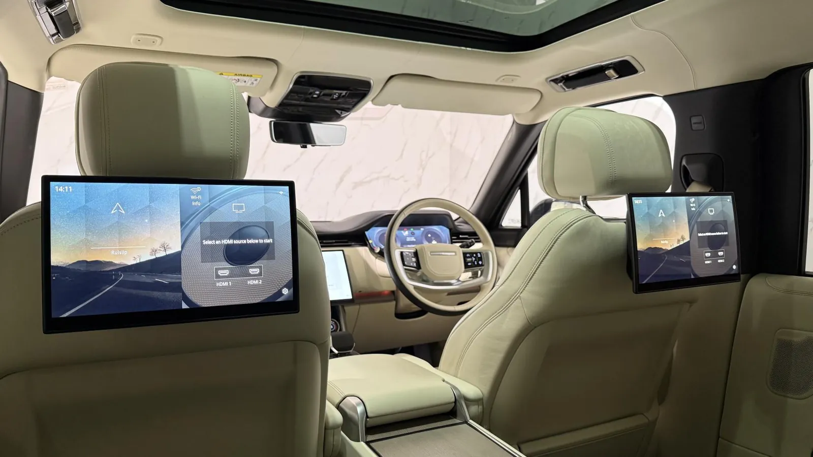 2023 Land Rover Range Rover — Rear-seat entertainment screens on the backs of the front seats