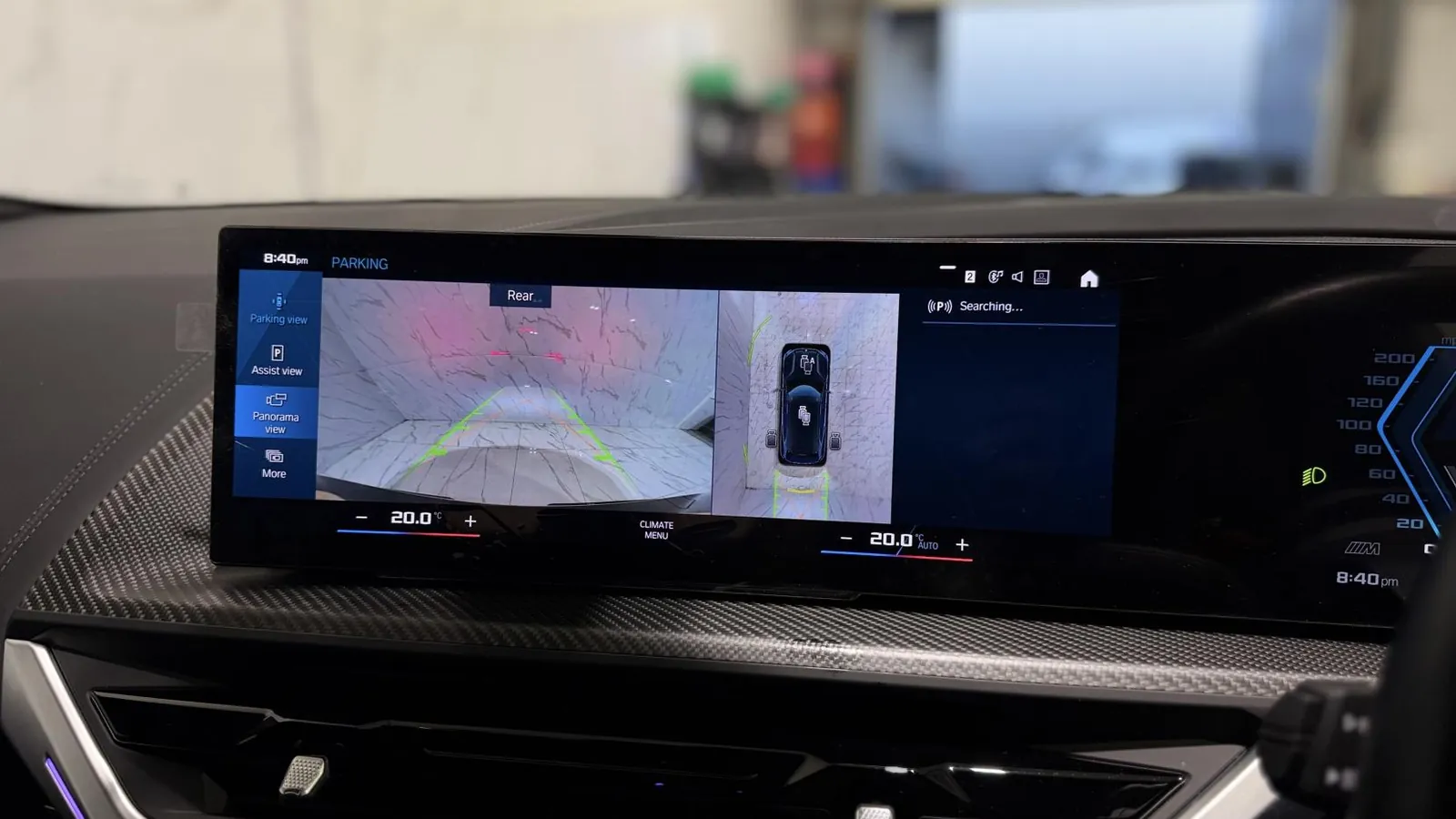 2023 BMW XM — Centre screen showing the parking camera and overhead view