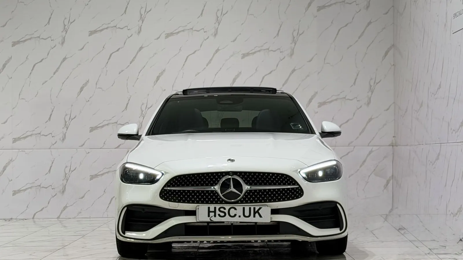 2024 Mercedes-Benz C Class — Head-on view of the grille and headlights