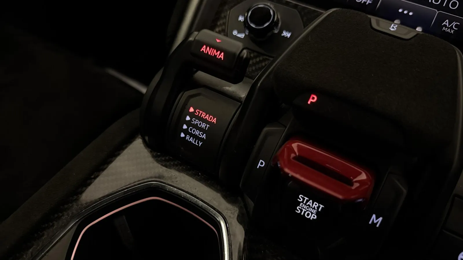 2024 Lamborghini Urus — Drive mode controls in close-up