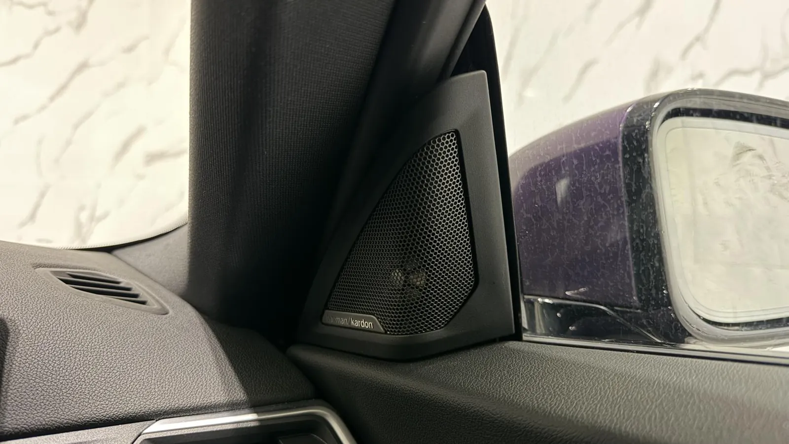 2023 BMW 2 Series — Close view of a speaker grille in the door mirror sail panel
