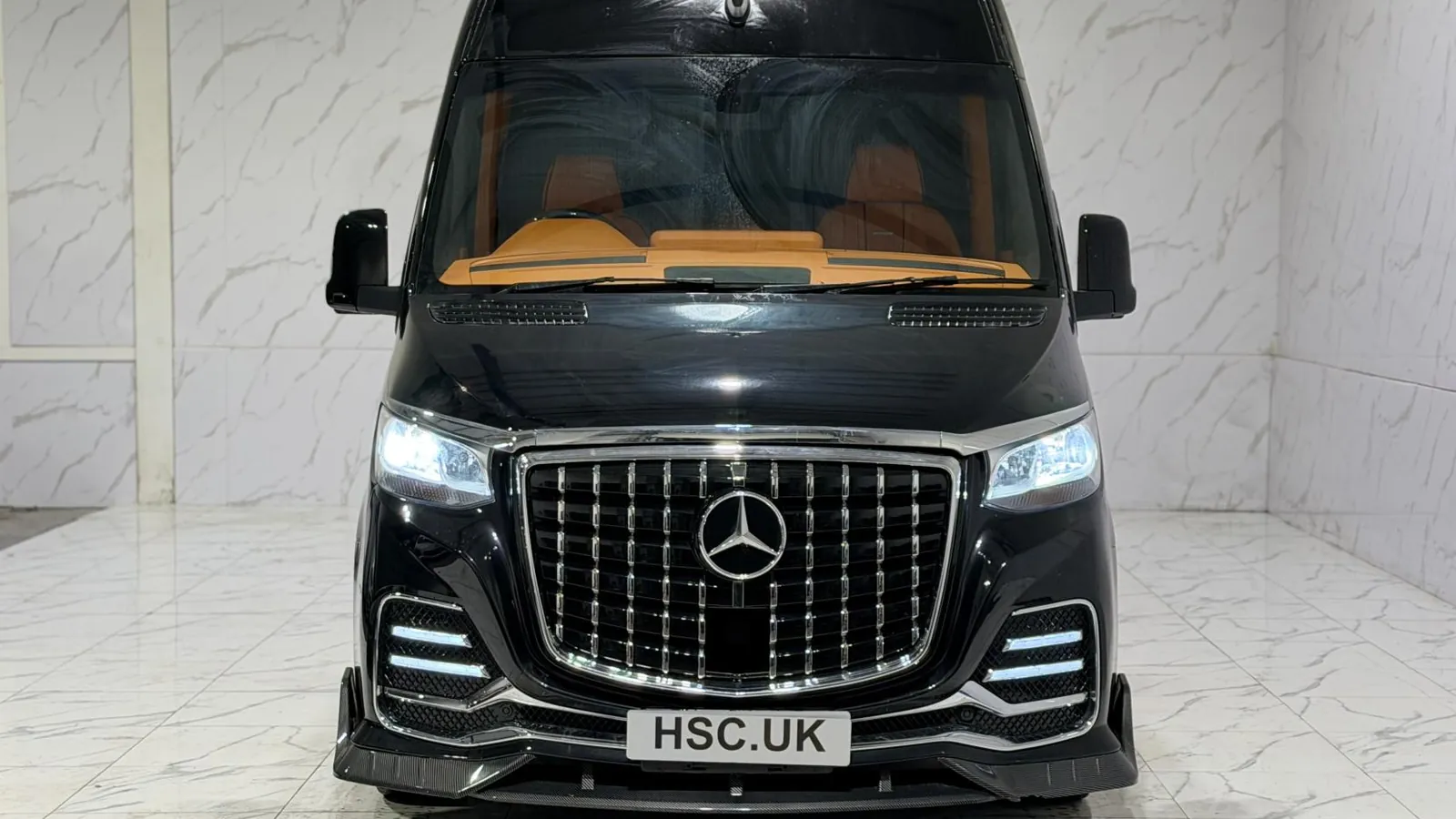 2023 Mercedes-Benz Sprinter — Head-on view of the grille and headlights