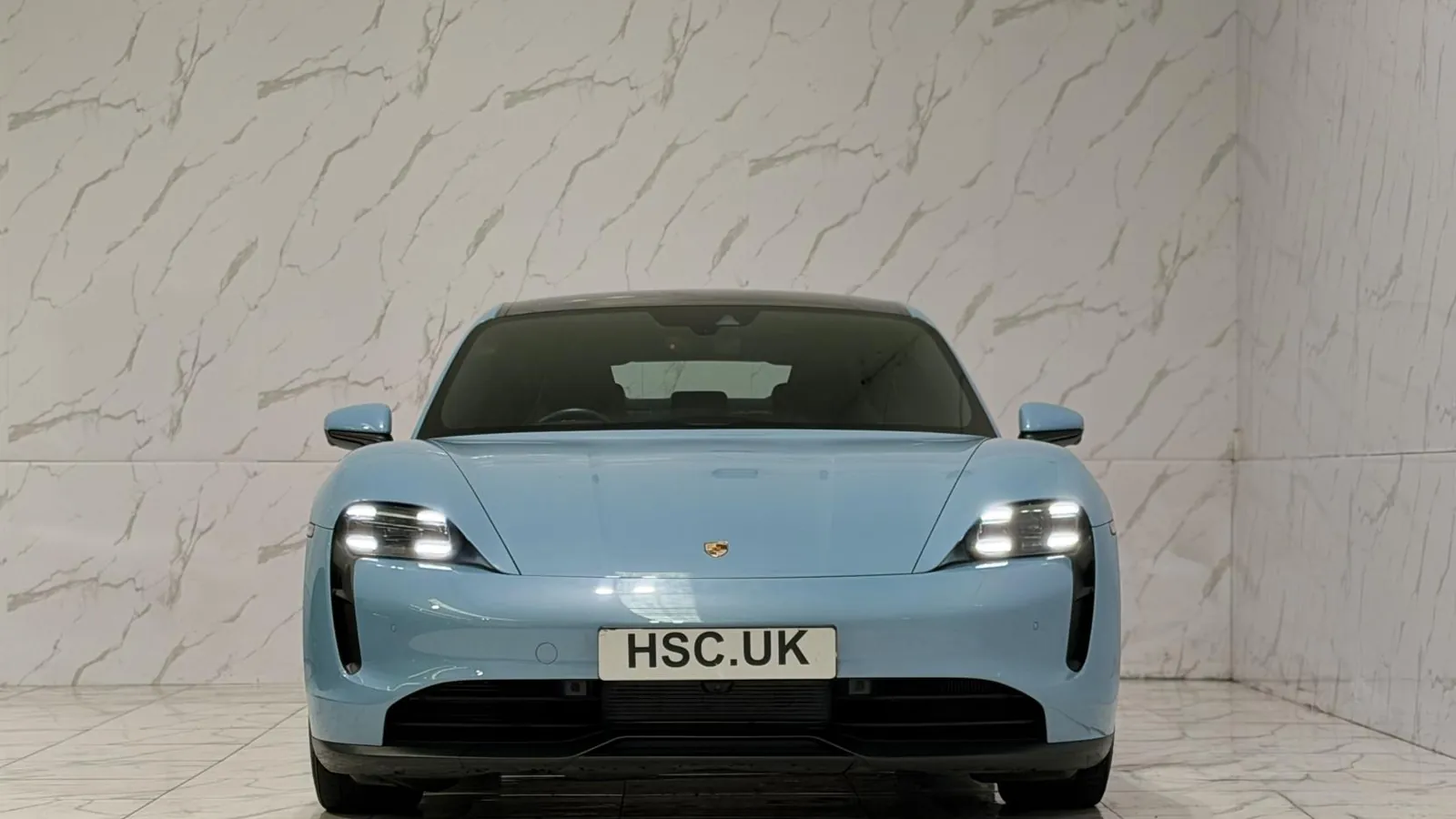2020 Porsche Taycan — Head-on view of the bonnet and headlights
