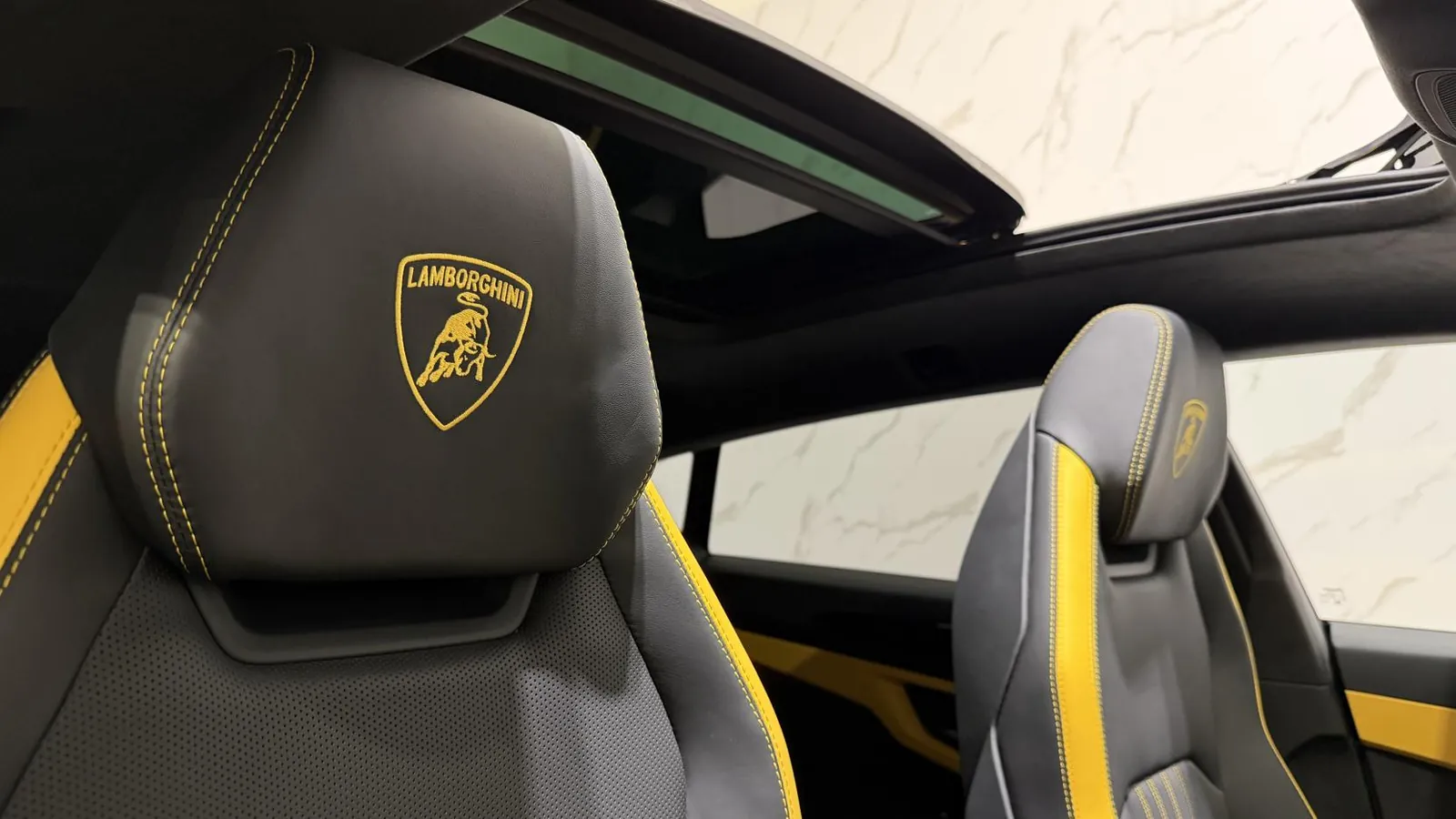 2025 Lamborghini Urus — Panoramic roof seen from inside the cabin