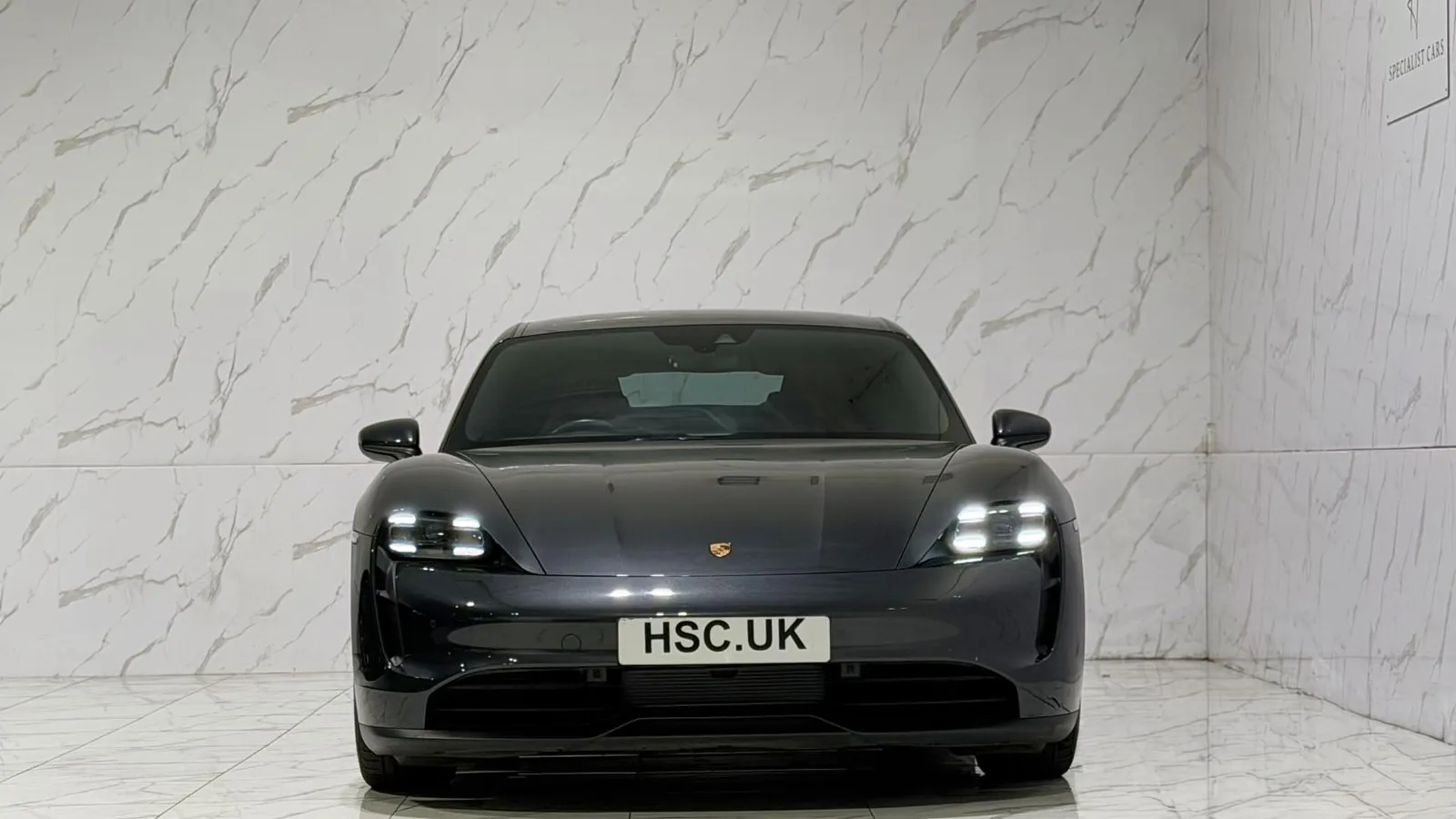 2022 Porsche Taycan — Head-on view of the bonnet and headlights